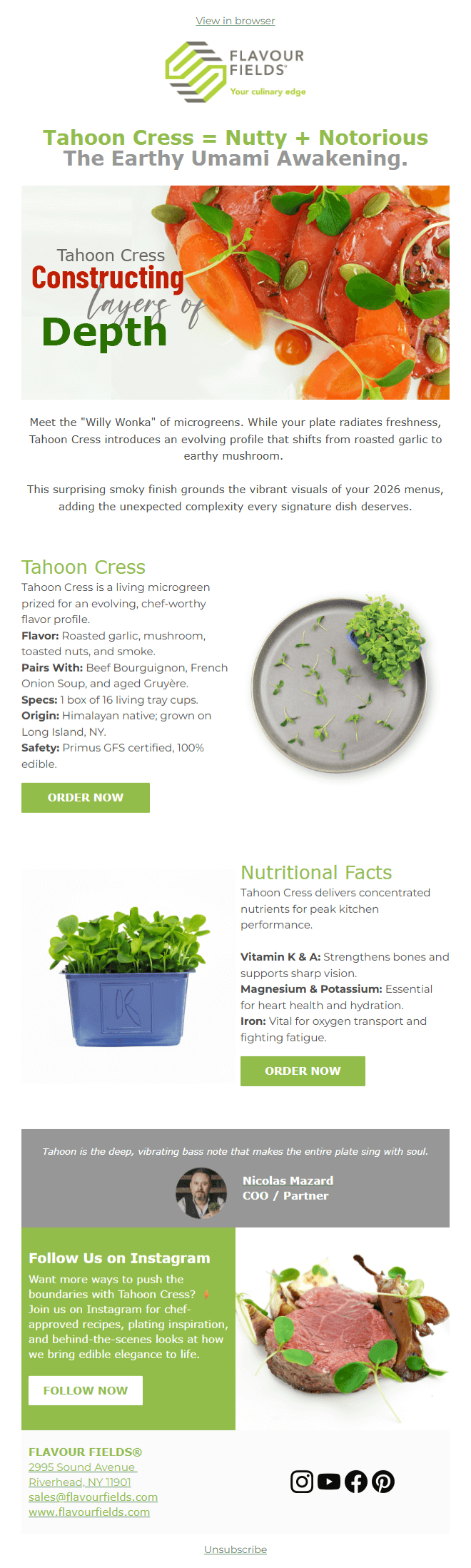 Tahoon Cress = Nutty + Notorious The Earthy Umami Awakening.