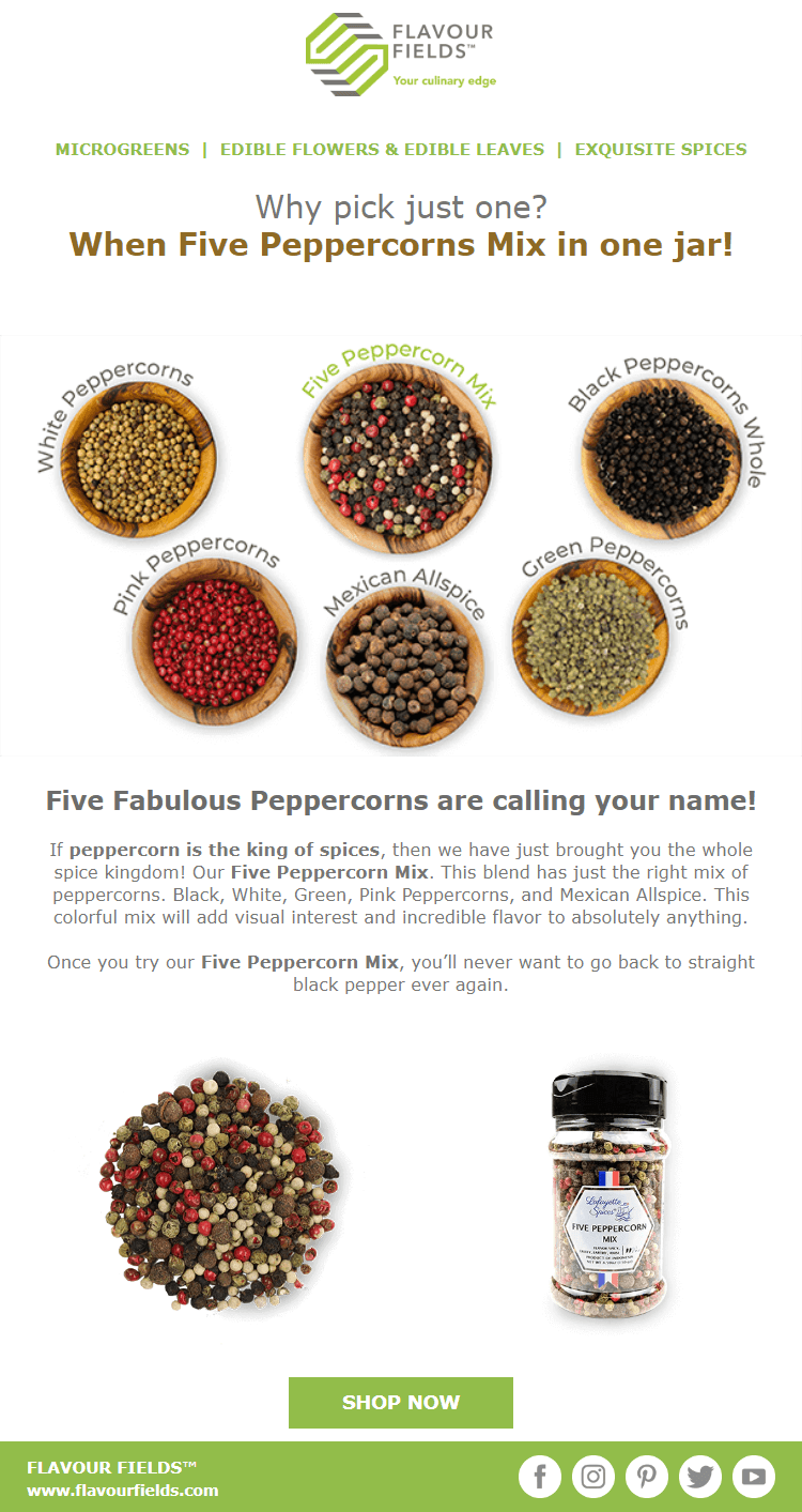 Five Peppercorn Mix Newsletter